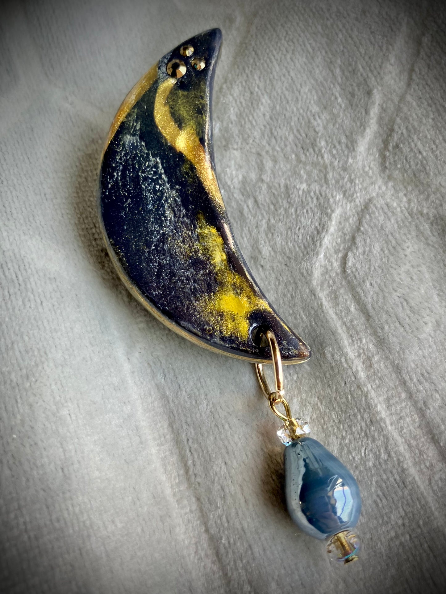 "Renaissance Romance" Moon Inspired Clay Brooch