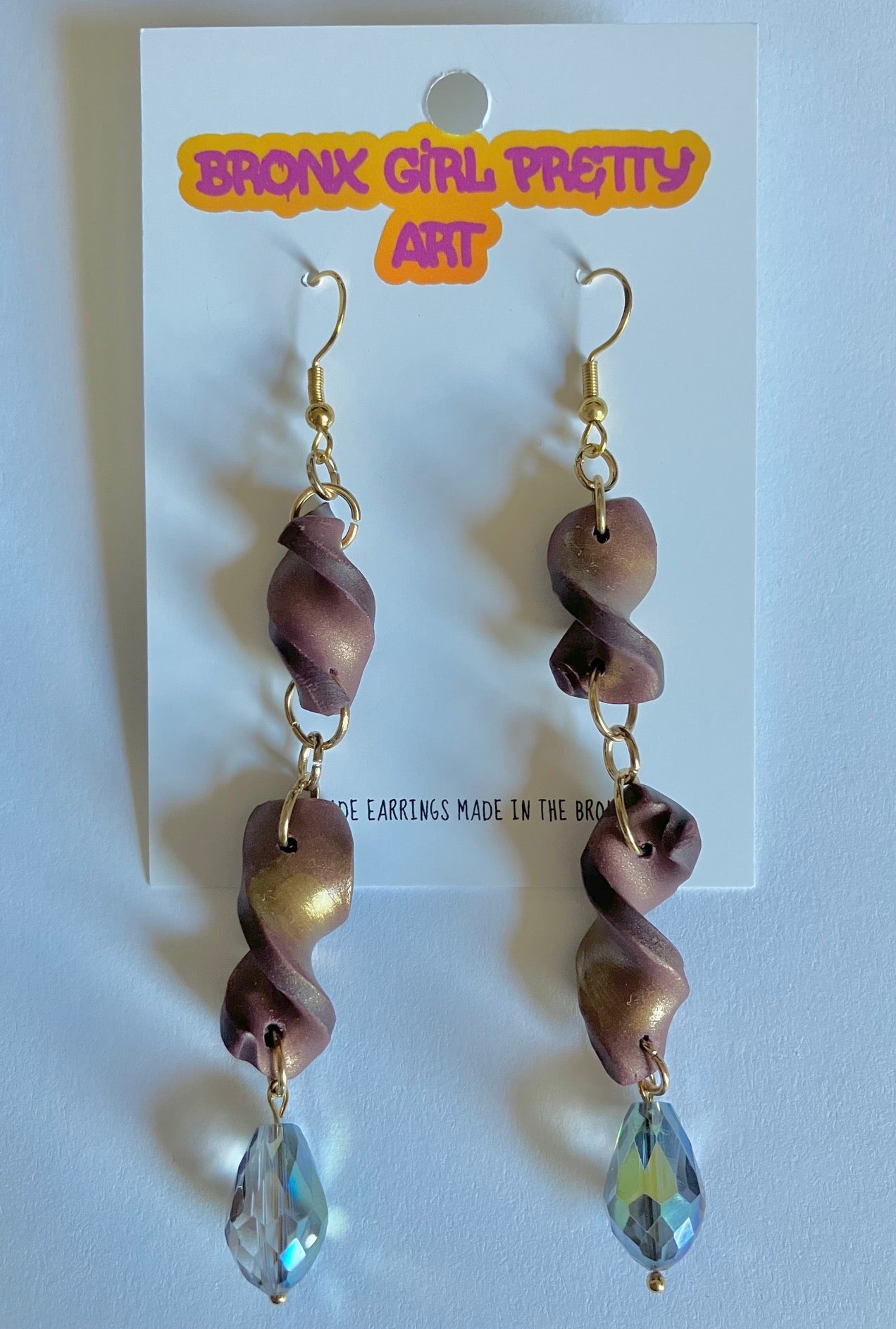 Deep Purple Iridescent Spiral Clay Dangle Earrings