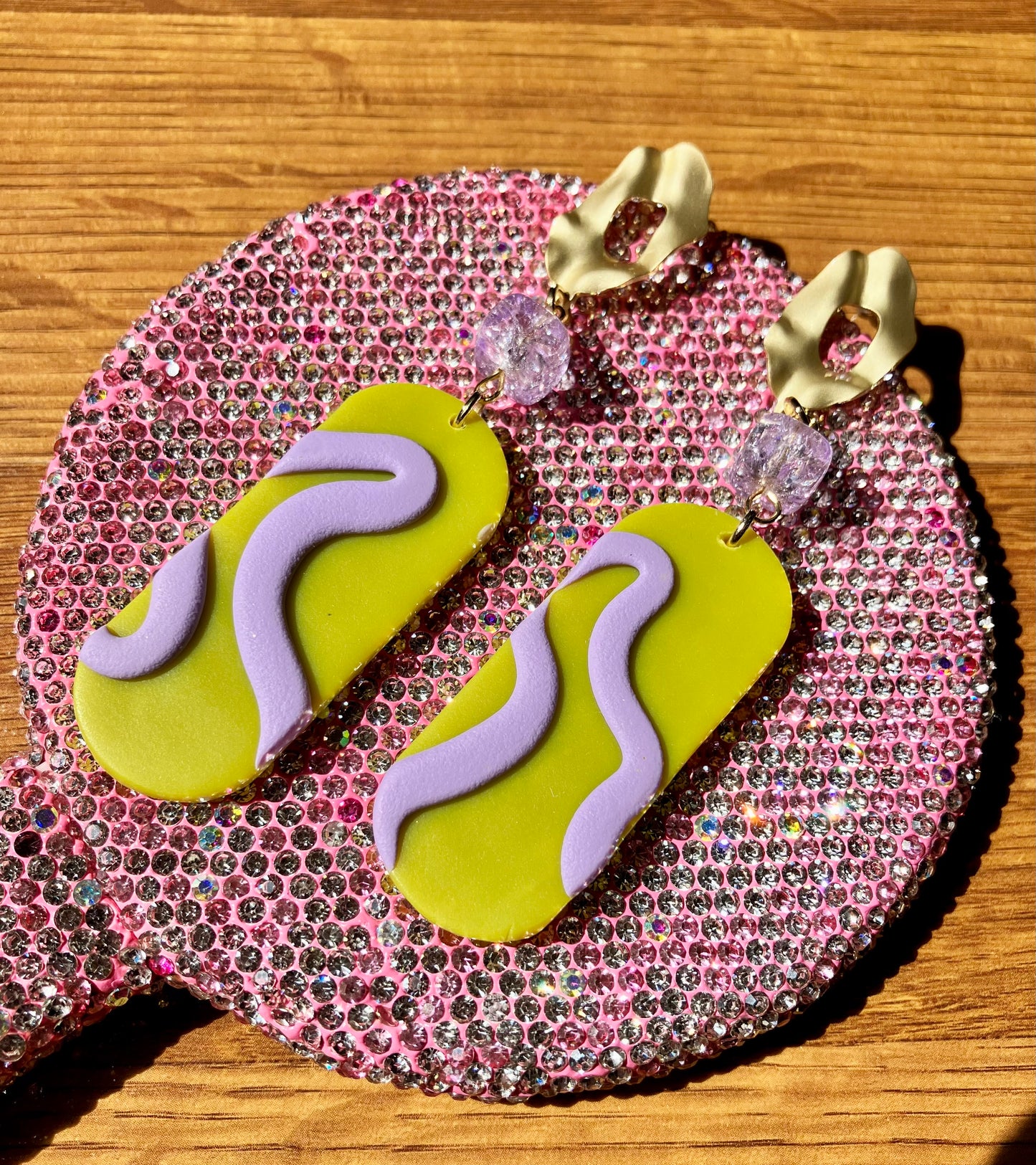 "Retro" Handmade Clay & Glass Beaded Earrings