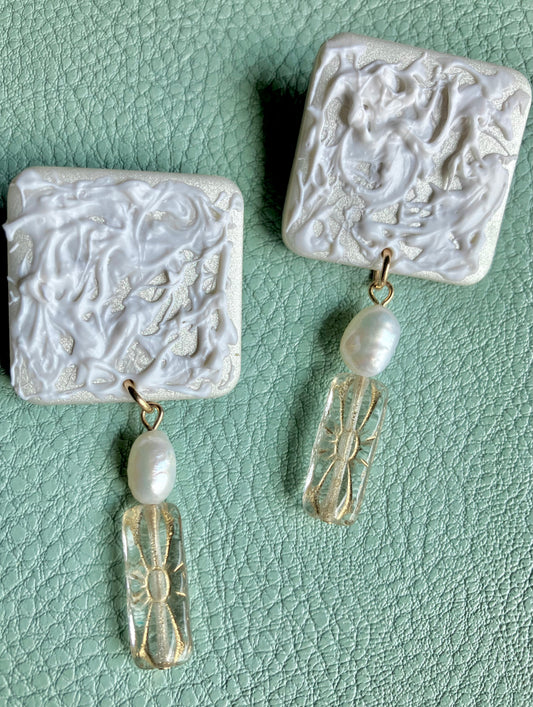 "Purely Sweet" Clay & Beaded Abstract Earrings