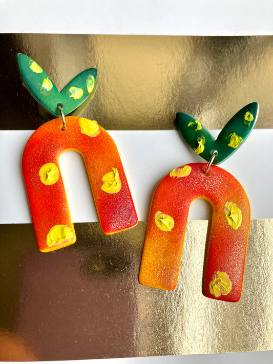 "Peachy Keen" Handmade Fruit-Inspired Clay Dangle Earrings