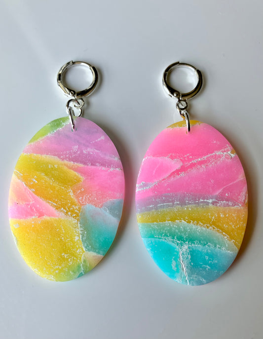 "Arizona Lemon Iced Tea" Handmade Oval Shaped Clay Earrings