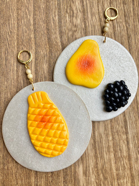 "Abuela's Nevera/Grandma's Fridge" Handmade Fruit Magnet Clay Earrings