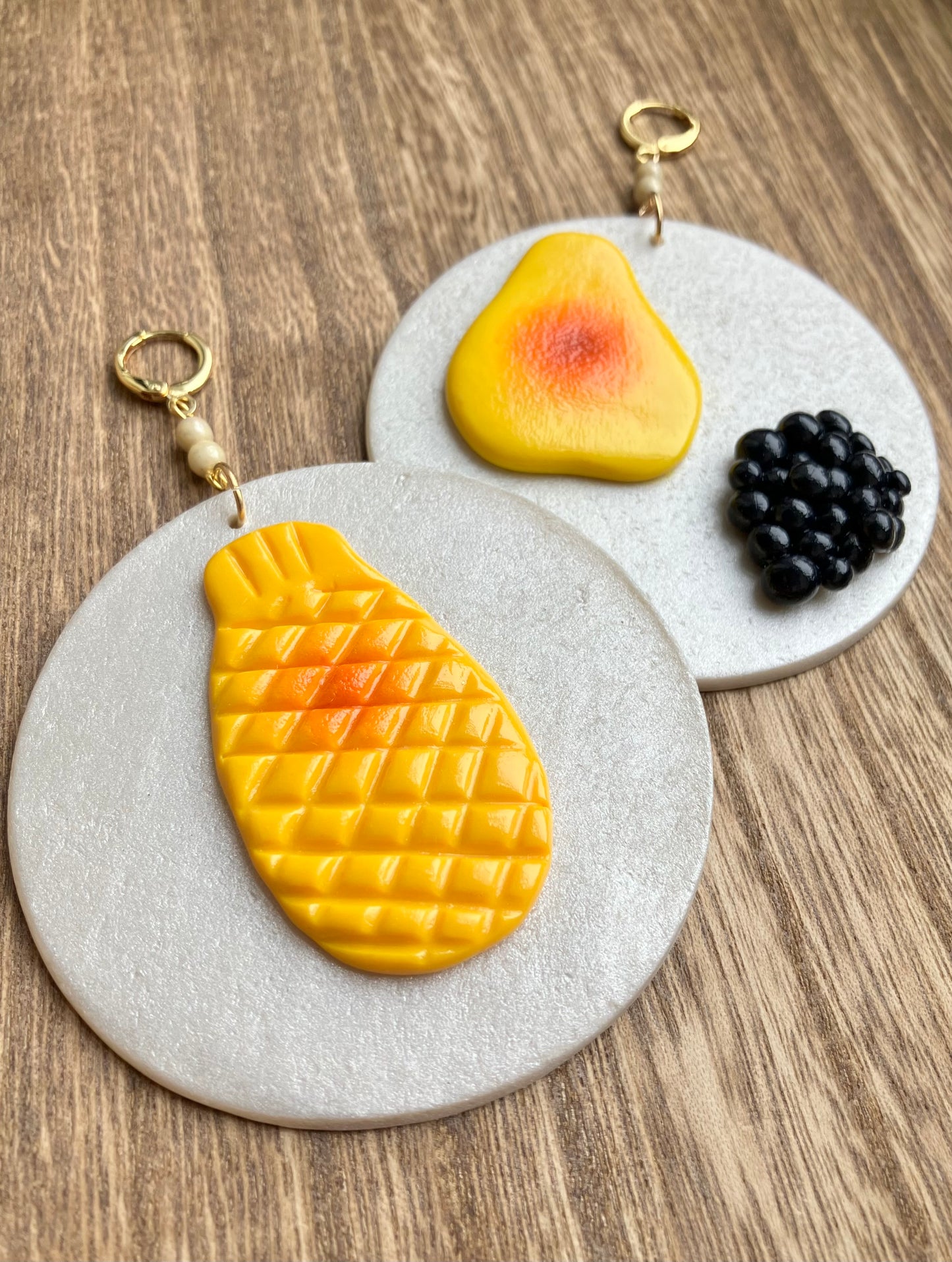 "Abuela's Nevera/Grandma's Fridge" Handmade Fruit Magnet Clay Earrings