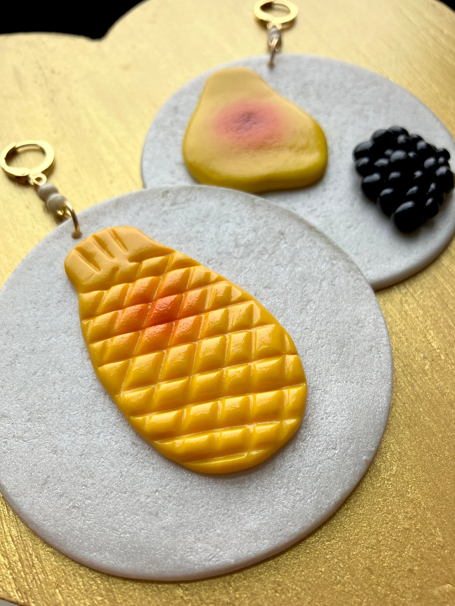 "Abuela's Nevera/Grandma's Fridge" Handmade Fruit Magnet Clay Earrings