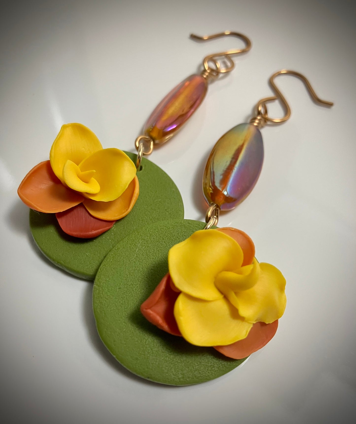 "Fall Florals" Handmade Clay & Beaded Floral Earrings