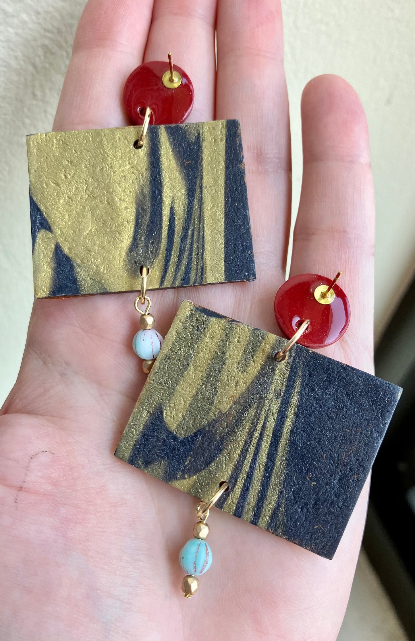 "Renaissance Romance" Canvas Art Inspired Clay & Beaded Earrings