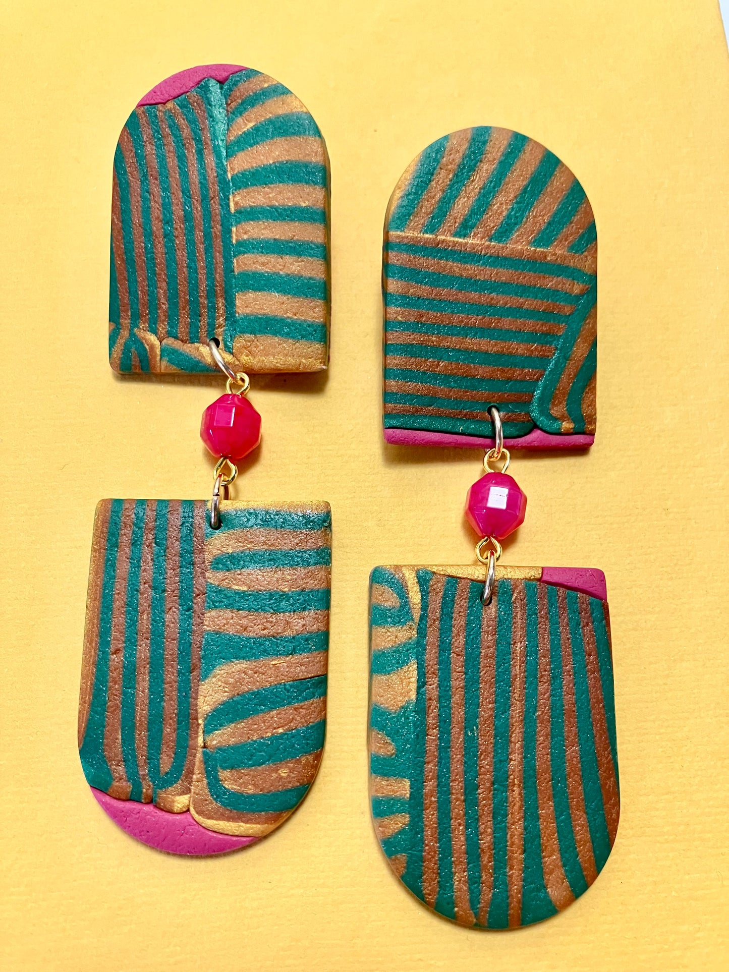 "Watermelon Kisses" Clay & Beaded Dangle Earrings