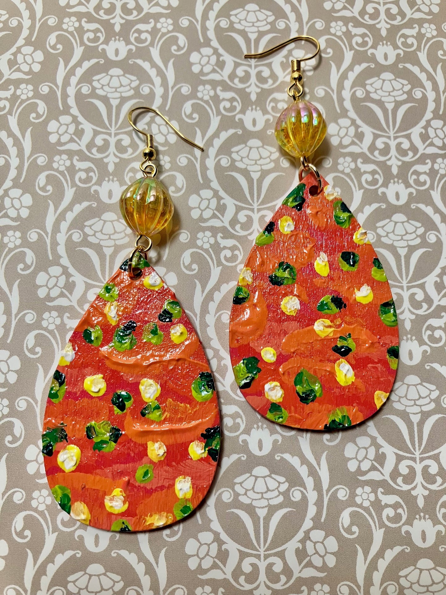 "Citrus Bliss" Hand Painted Wood Earrings