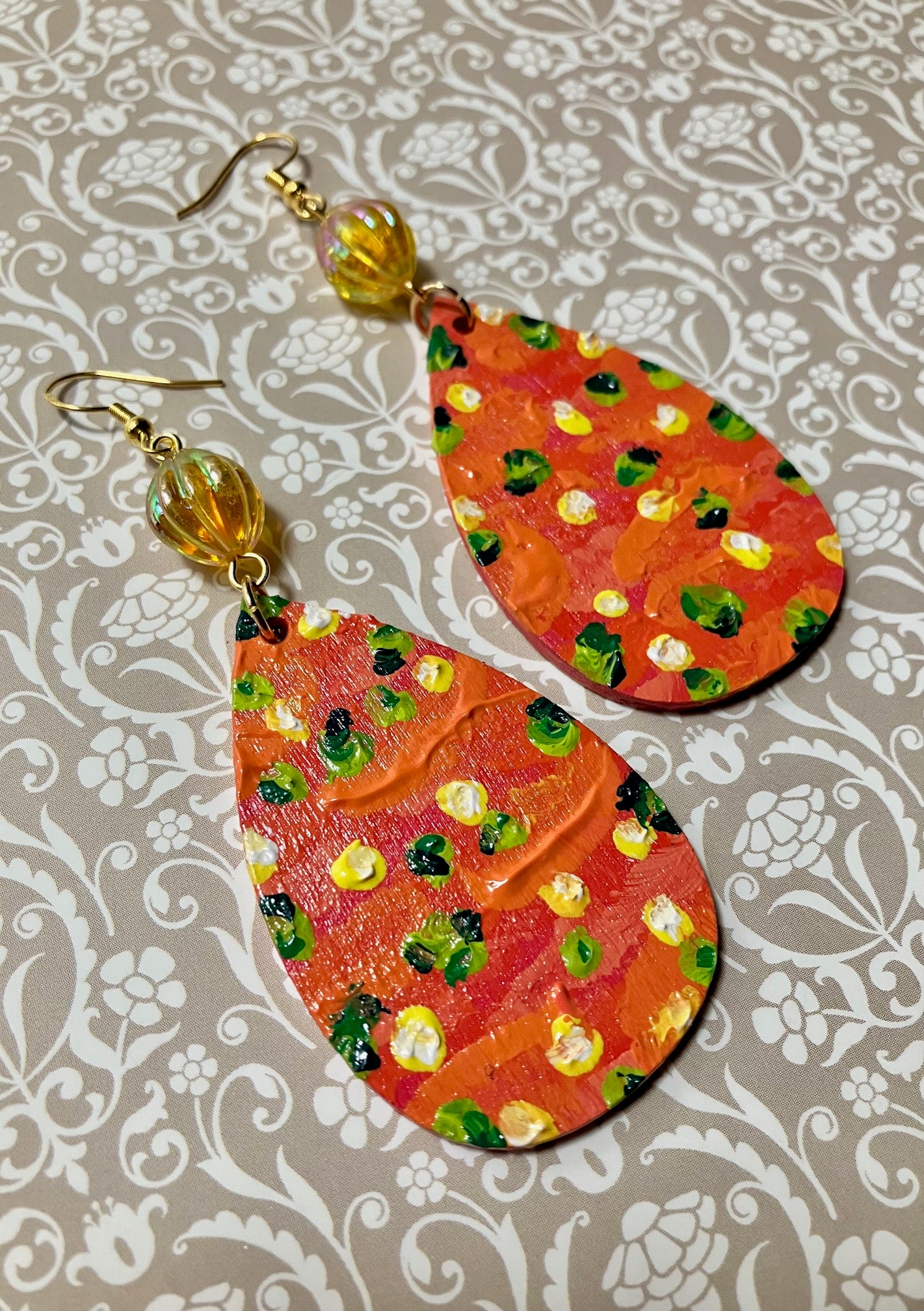 "Citrus Bliss" Hand Painted Wood Earrings