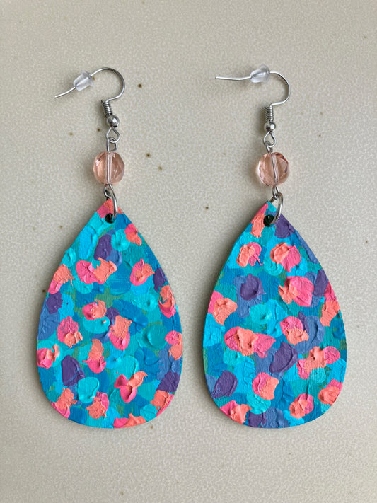 "Aquatic By Nature" Hand Painted Wood Earrings