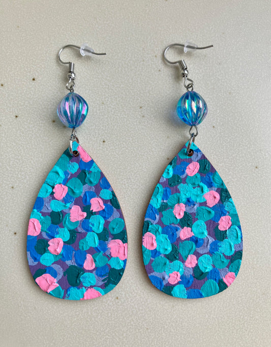 "Aquatic By Nature" Hand Painted Wood Earrings