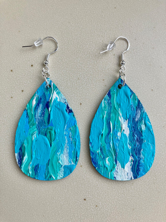 "Aquatic By Nature" Hand Painted Wood Earrings