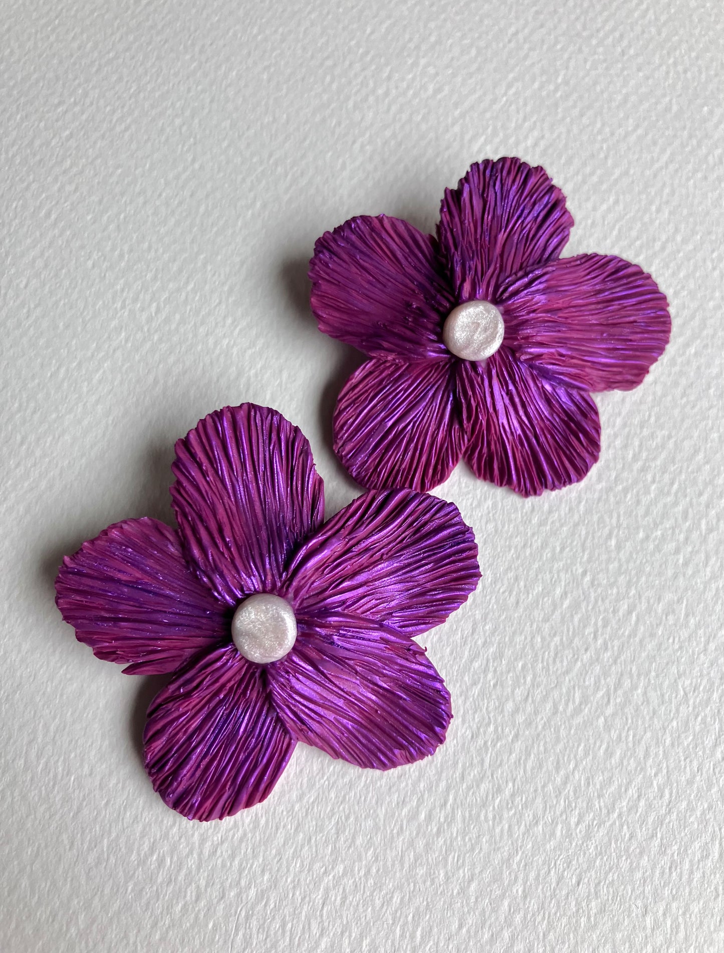 Fuchsia Floral Handmade Statement Stud Earrings