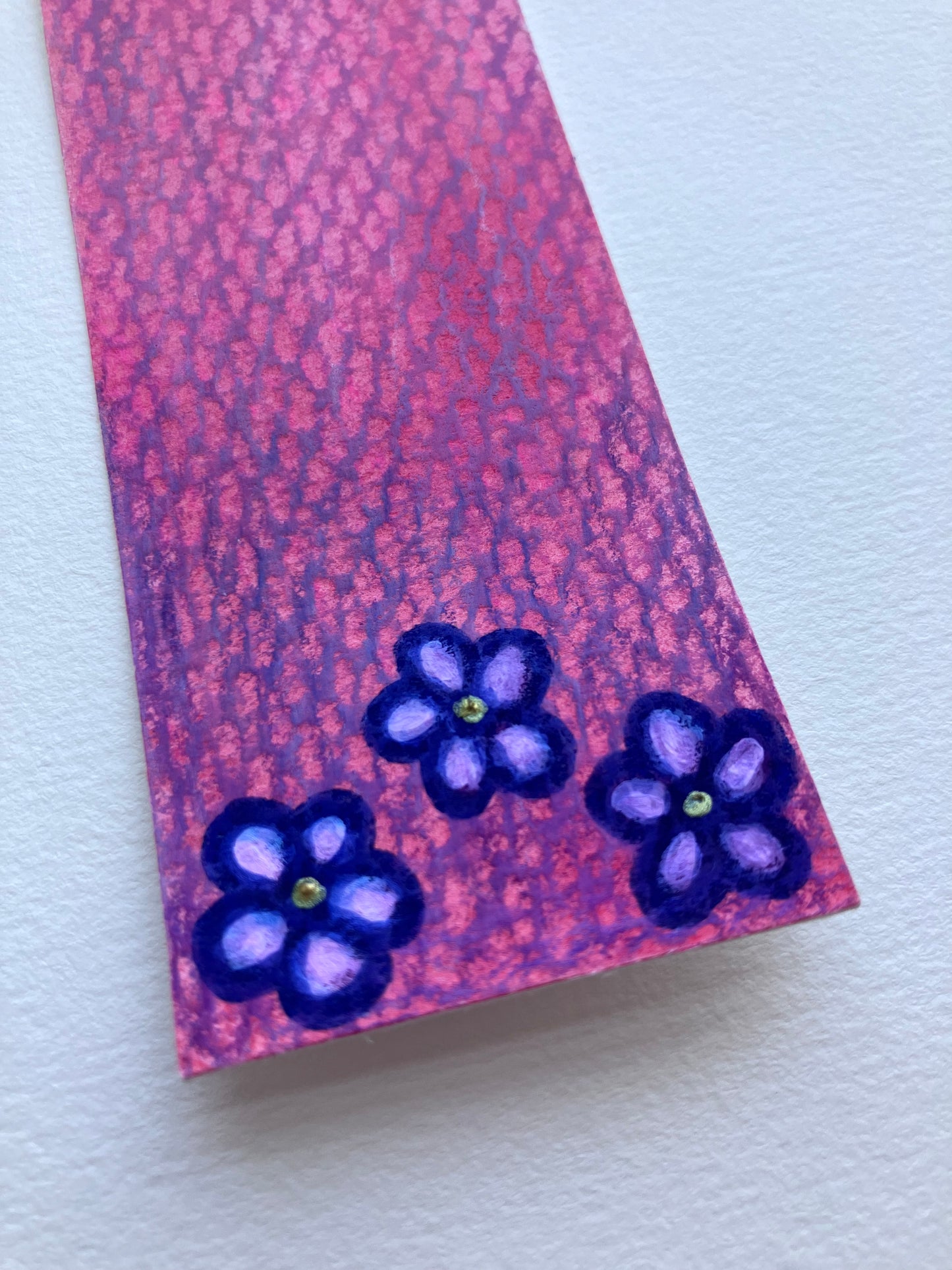 Handmade Purple Floral & Blue Bow Bookmark