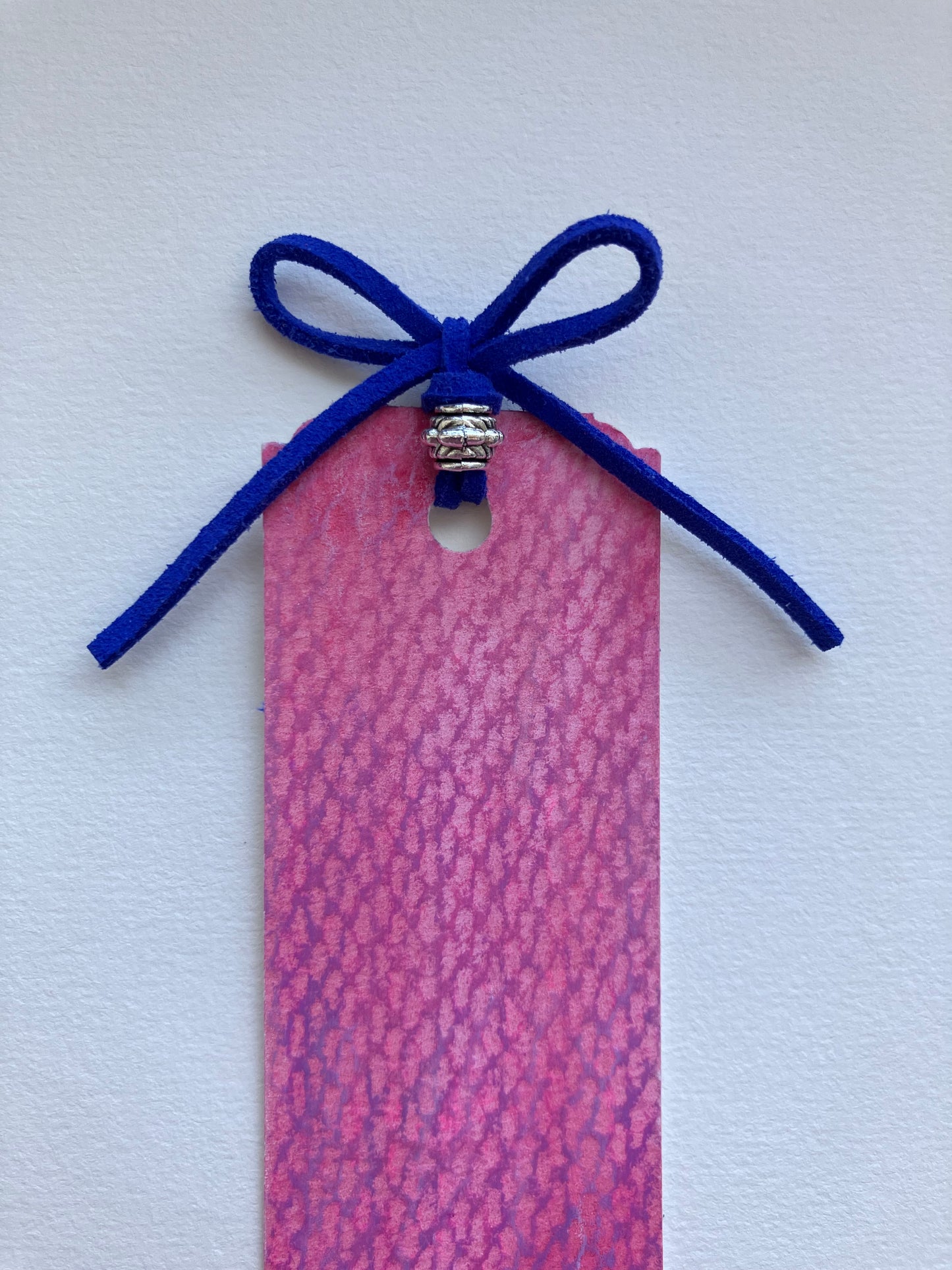 Handmade Purple Floral & Blue Bow Bookmark