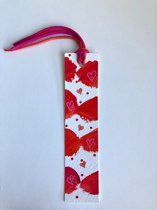Handmade Pink & Orange Hearts Bookmark