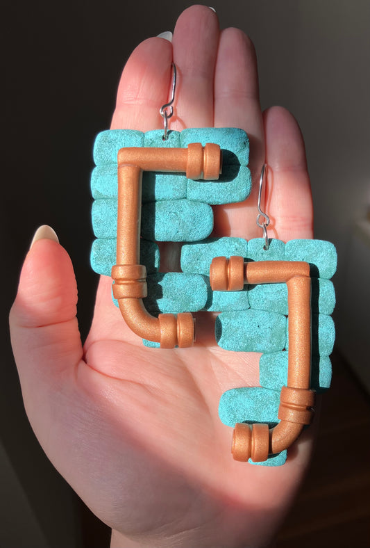 "Pipe Dreams" Handmade Polymer Clay Earrings
