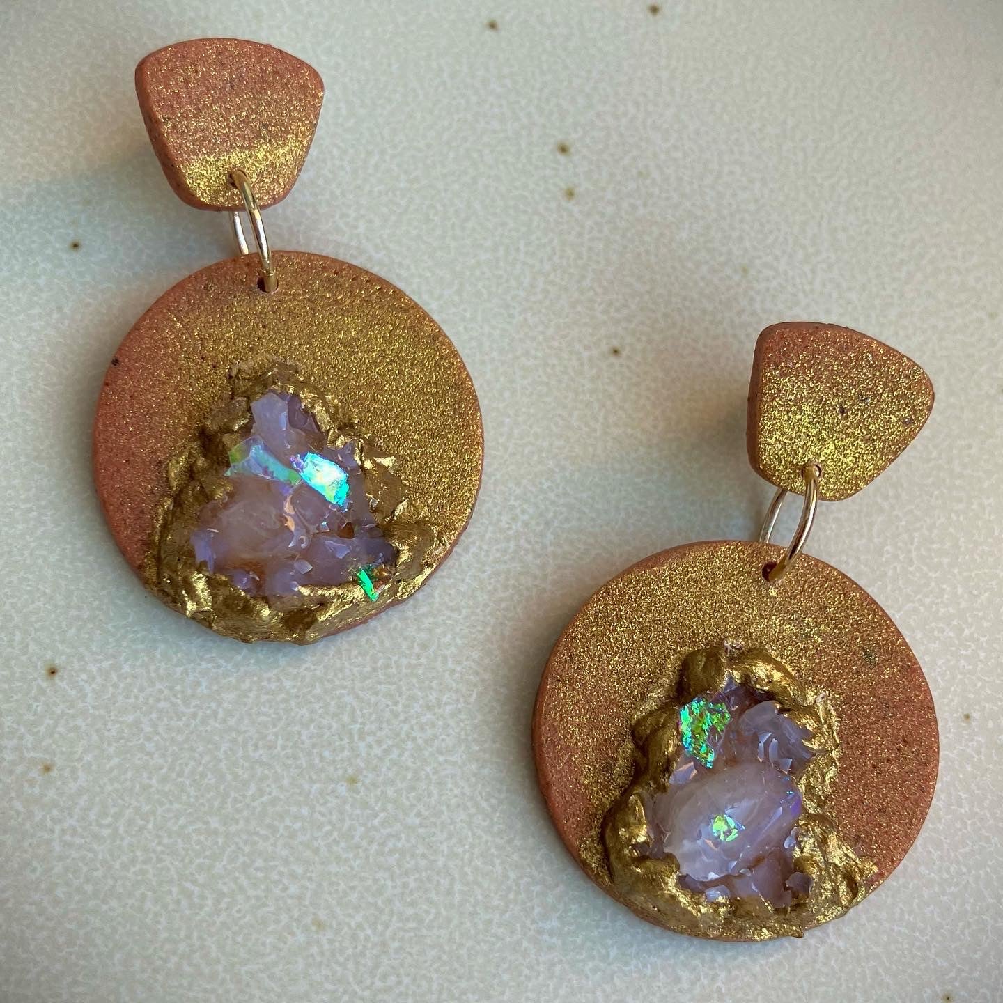 "Gems of Mars" Druzy Crystal Inspired Clay Earrings