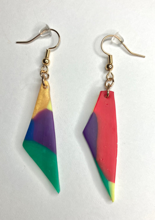 Abstract Rainbow Clay Earrings