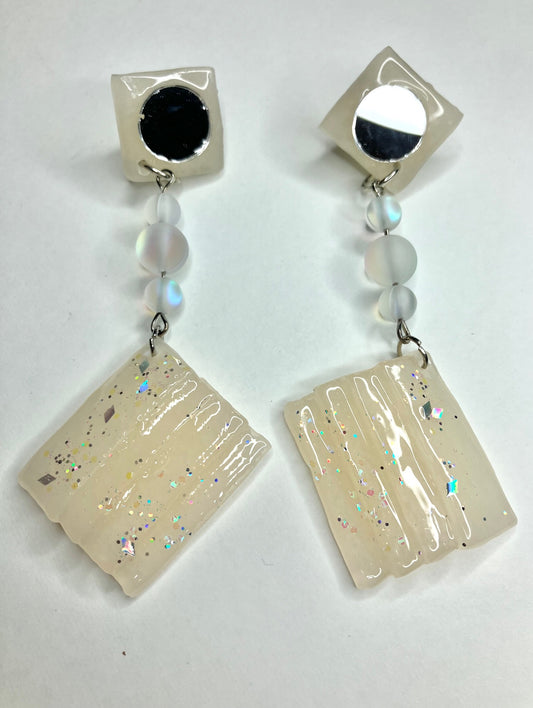 "No Crystal Stair" Clay and Mirror Earrings