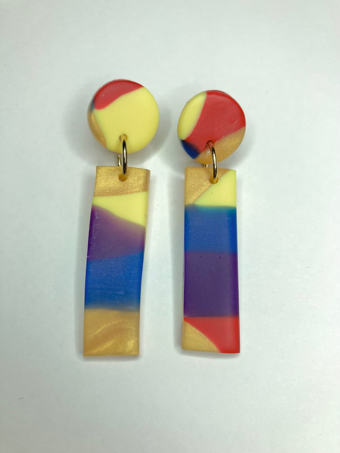 Rainbow Rectangle Clay Earrings