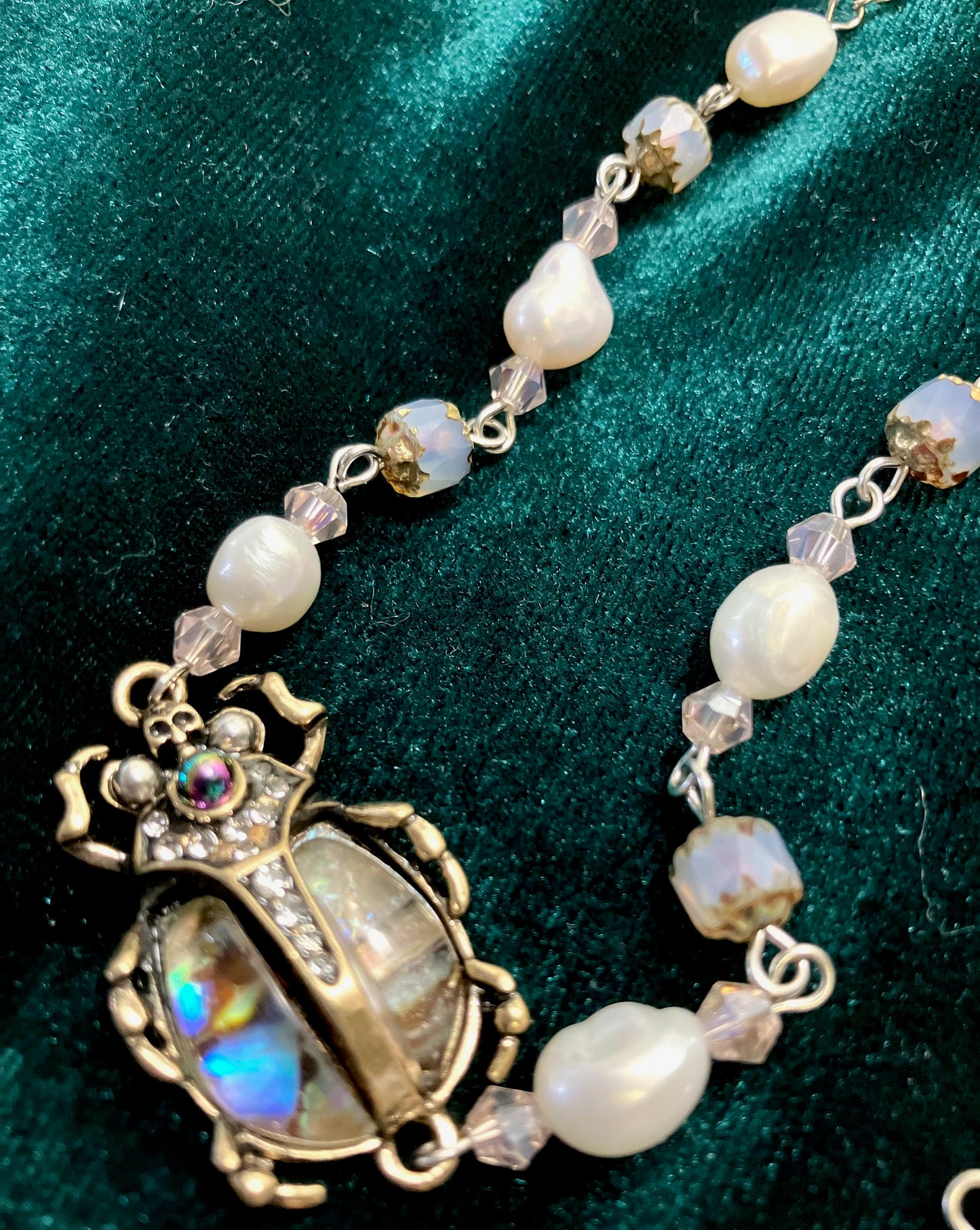 Iridescent Beetle Necklace and Bracelet Set