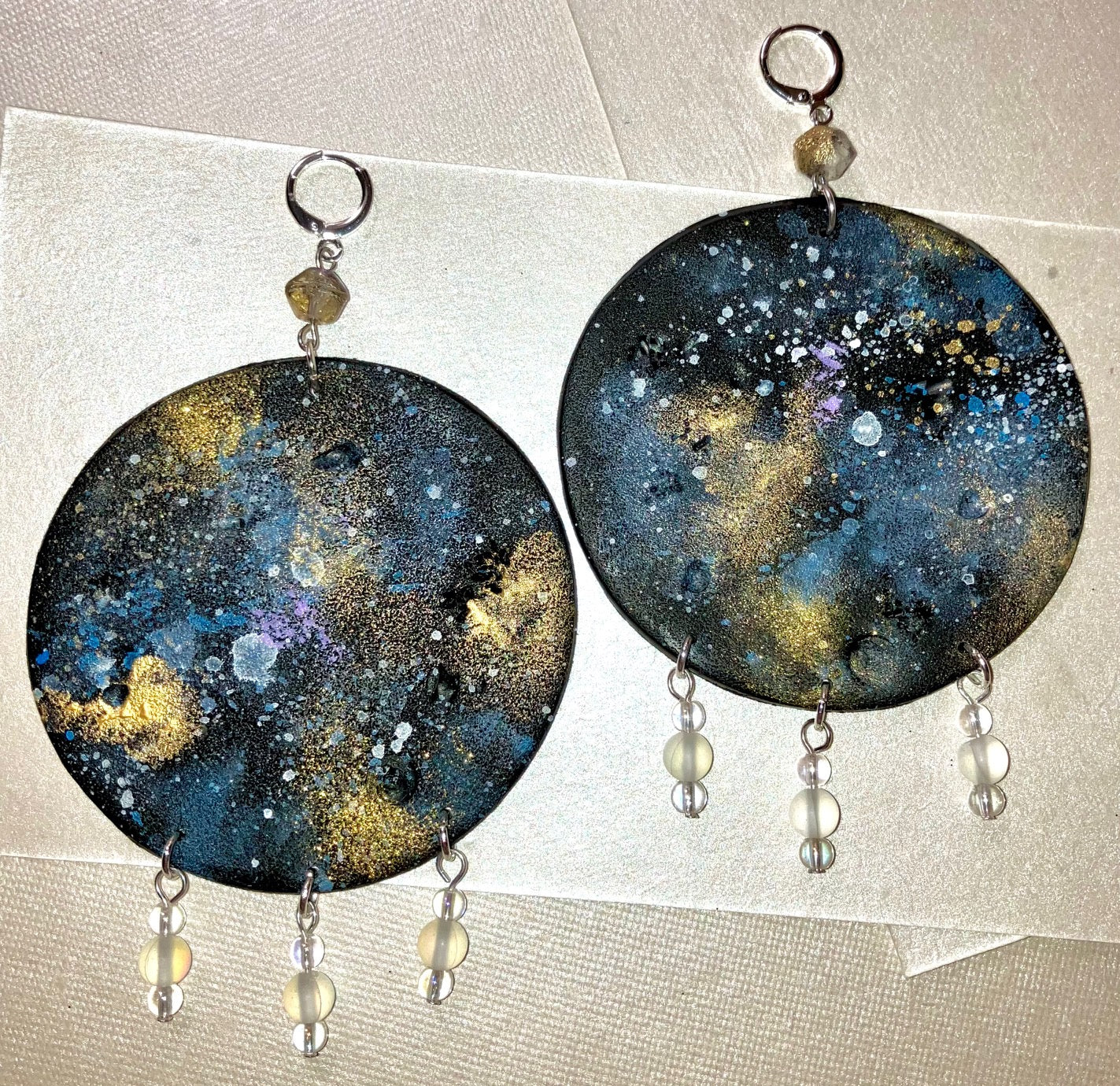 "Dark Side of the Moon" Bold Statement Clay Earrings