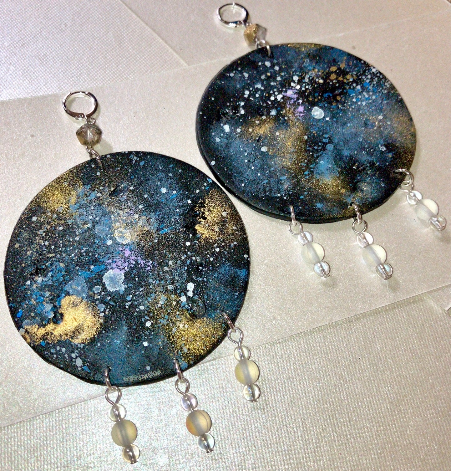 "Dark Side of the Moon" Bold Statement Clay Earrings