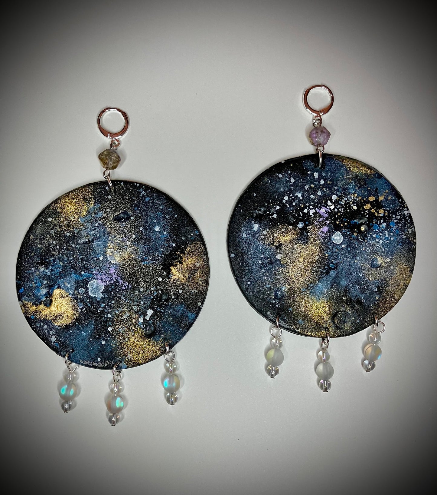 "Dark Side of the Moon" Bold Statement Clay Earrings