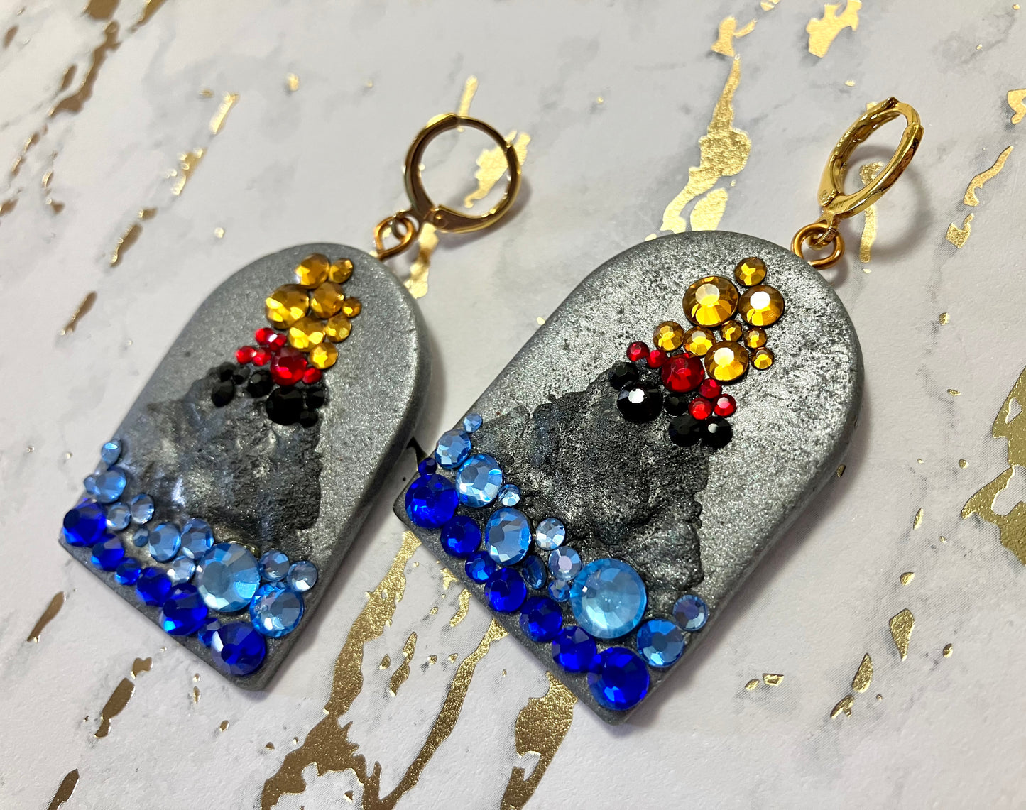 "Blow My Top" Volcano Inspired Clay & Rhinestone Earrings