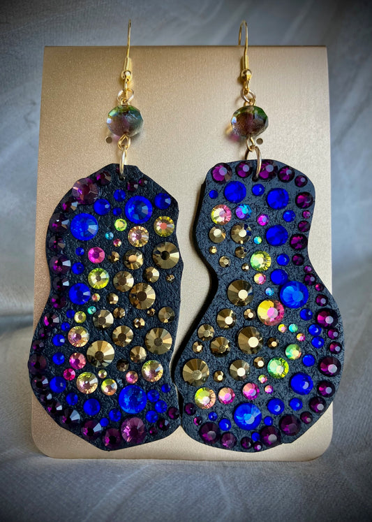 "Oil Slick" Clay & Rhinestone Statement Earrings