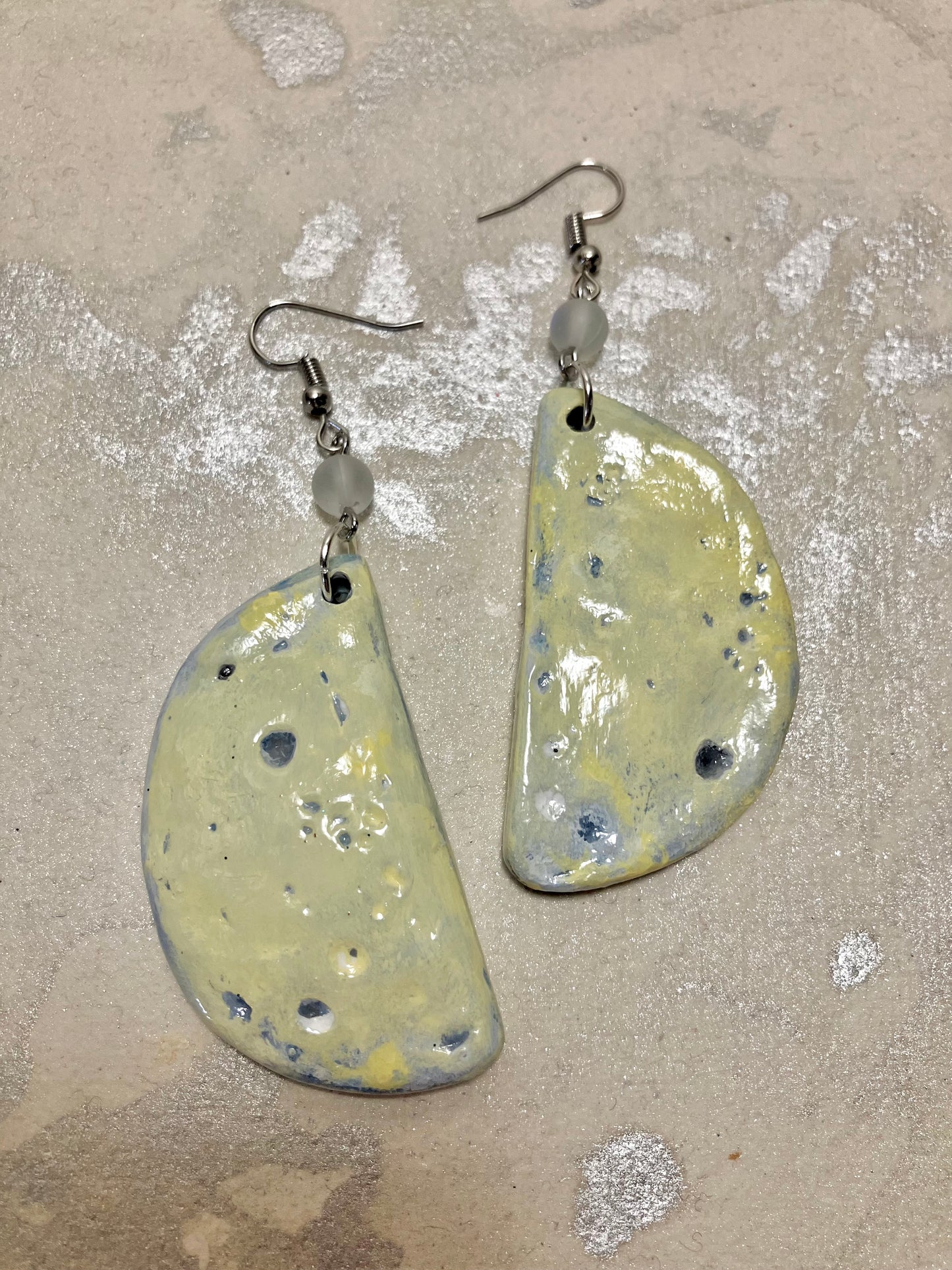 "Over the Moon" Air Dry Clay & Beaded Earrings