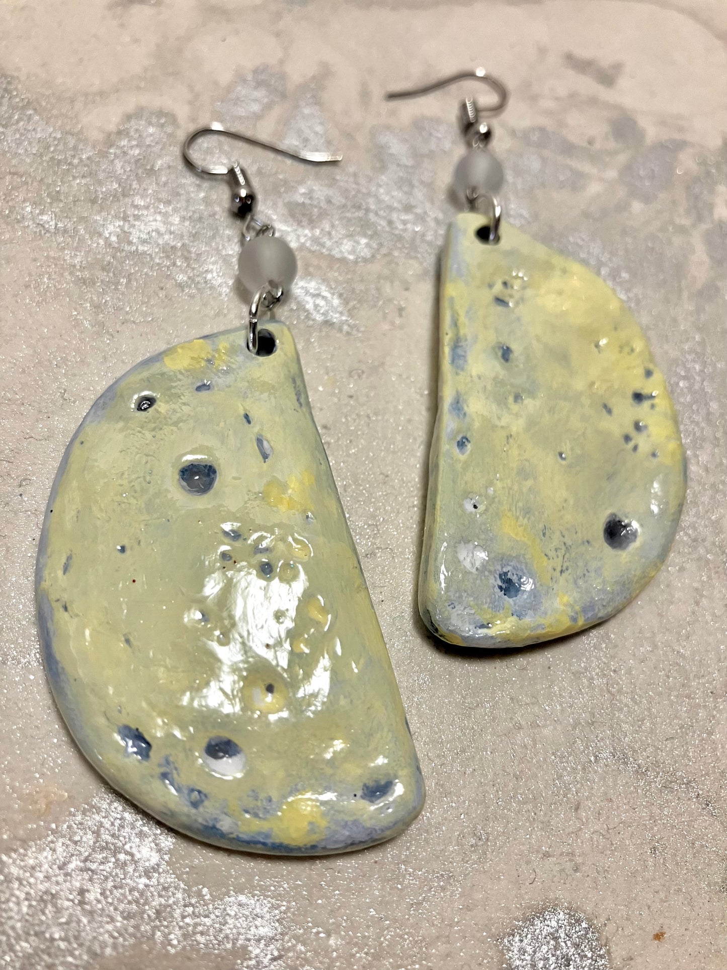 "Over the Moon" Air Dry Clay & Beaded Earrings