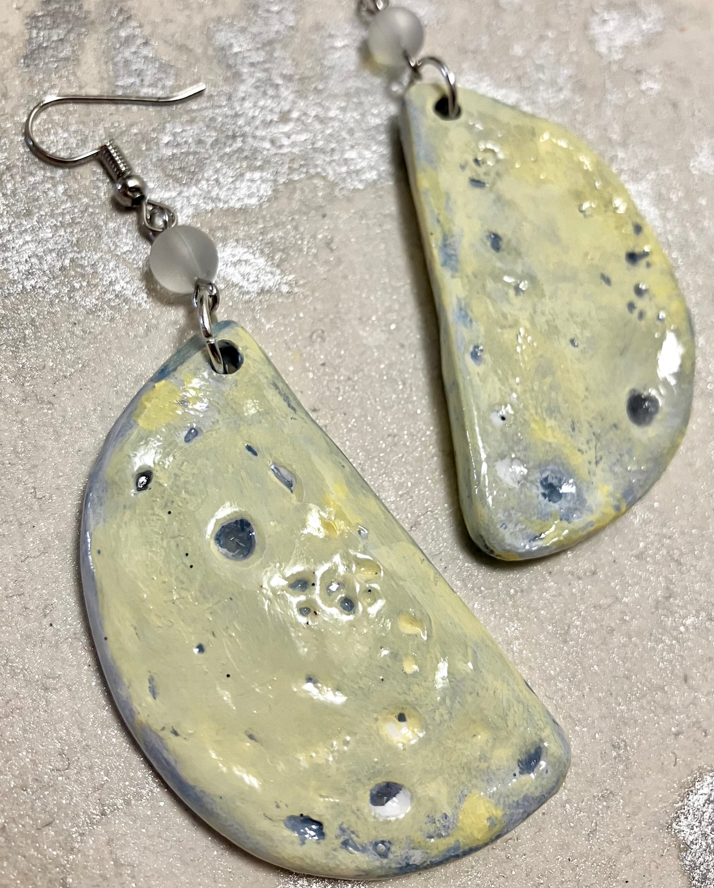 "Over the Moon" Air Dry Clay & Beaded Earrings